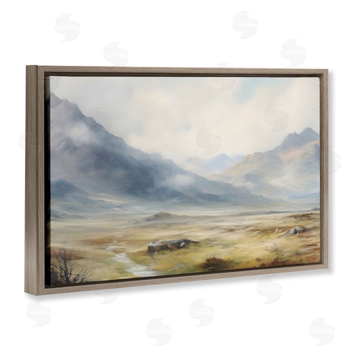 Faded Mountain Secrets Brown Floating Frame Canvas Wall Art, Home Decor by Franklyn Gregory