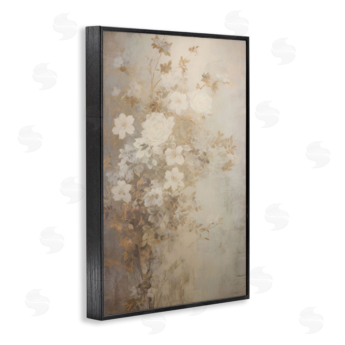 Muted Vintage Florals Black Frame Print Wall Art, Home Decor by LSR Creative Studio