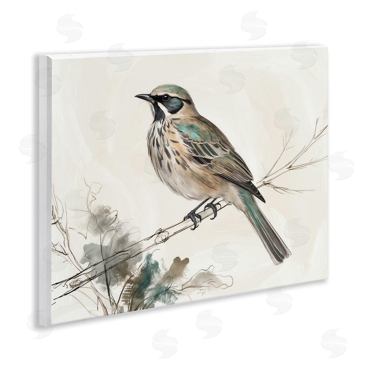 Perched Bird Illustration Wood Plaque Wall Art, Home Decor by LSR Creative Studio