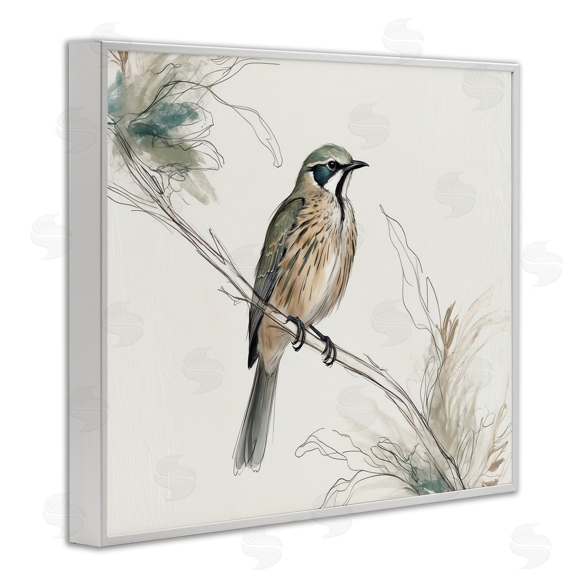 Illustrated Wildlife Bird White Frame Print Wall Art, Home Decor by LSR Creative Studio