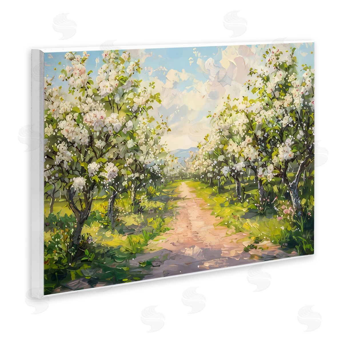Path Through Flowering Trees Wood Plaque Wall Art, Home Decor by LSR Creative Studio