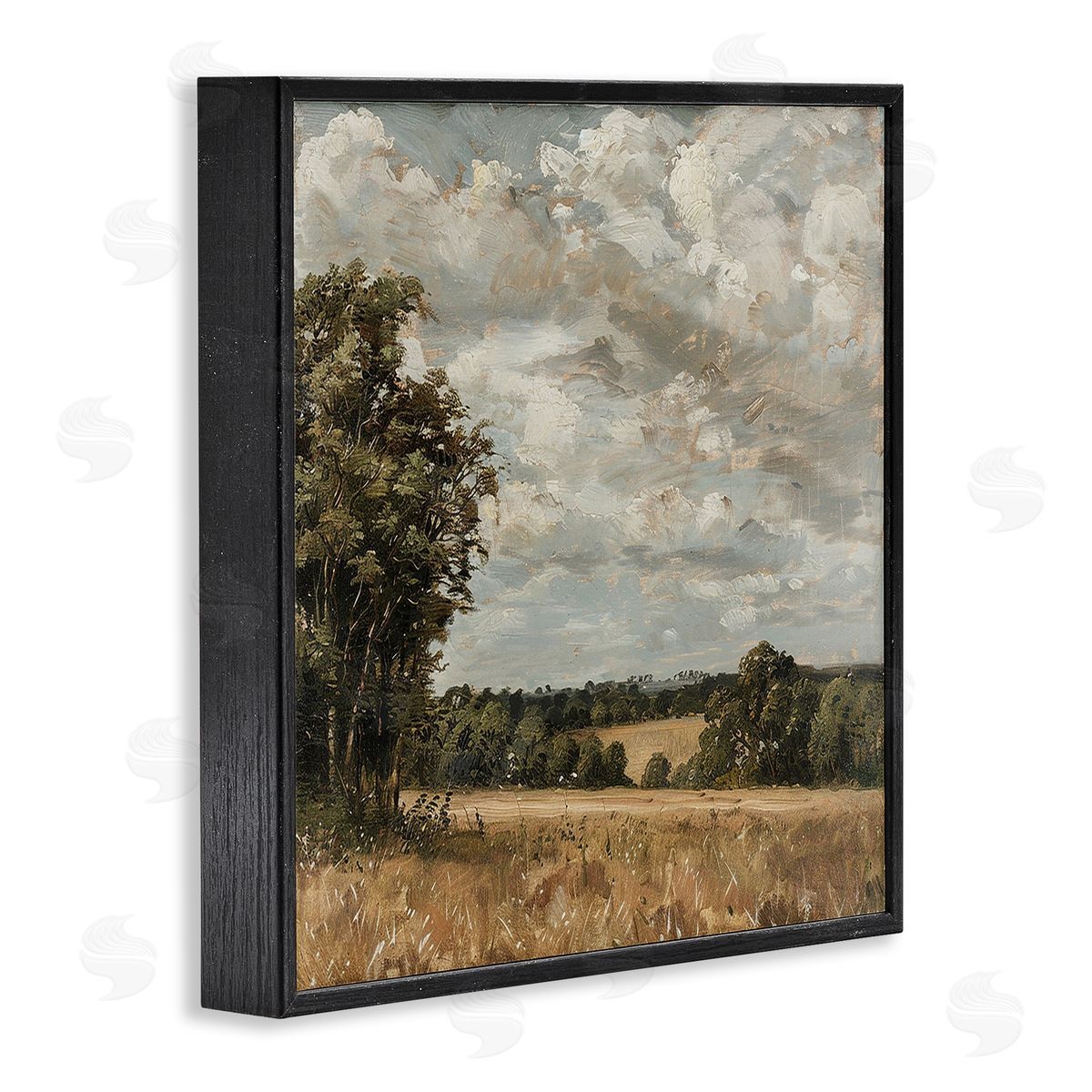 Clouds Over Country Scenery Black Frame Print Wall Art, Home Decor by LSR Creative Studio