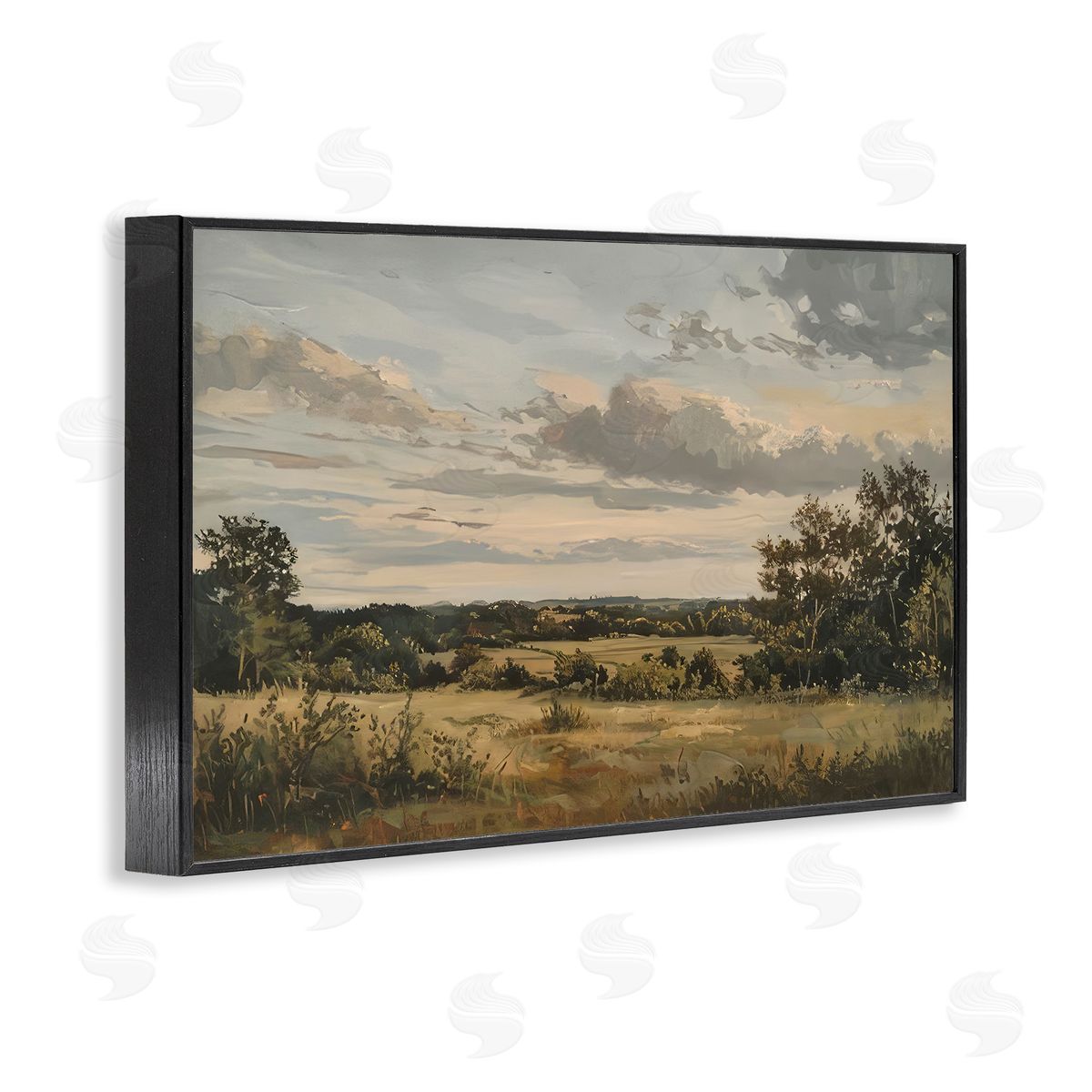 Evening Light Countryside Black Frame Print Wall Art, Home Decor by LSR Creative Studio