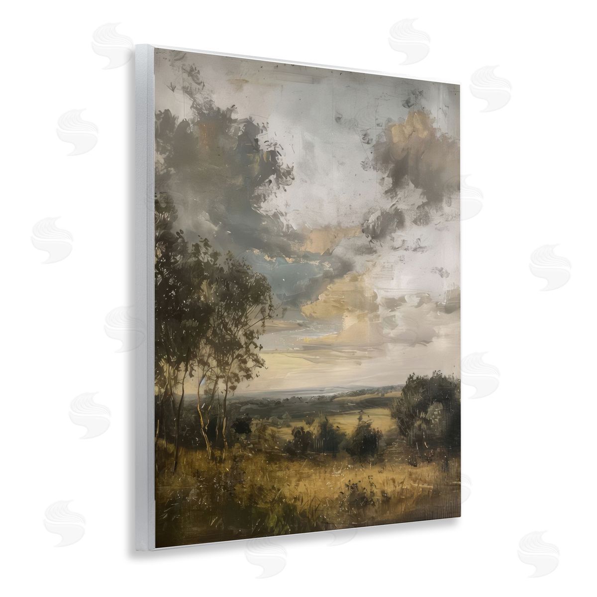 Rural Meadow at Dawn Wood Plaque Wall Art, Home Decor by LSR Creative Studio
