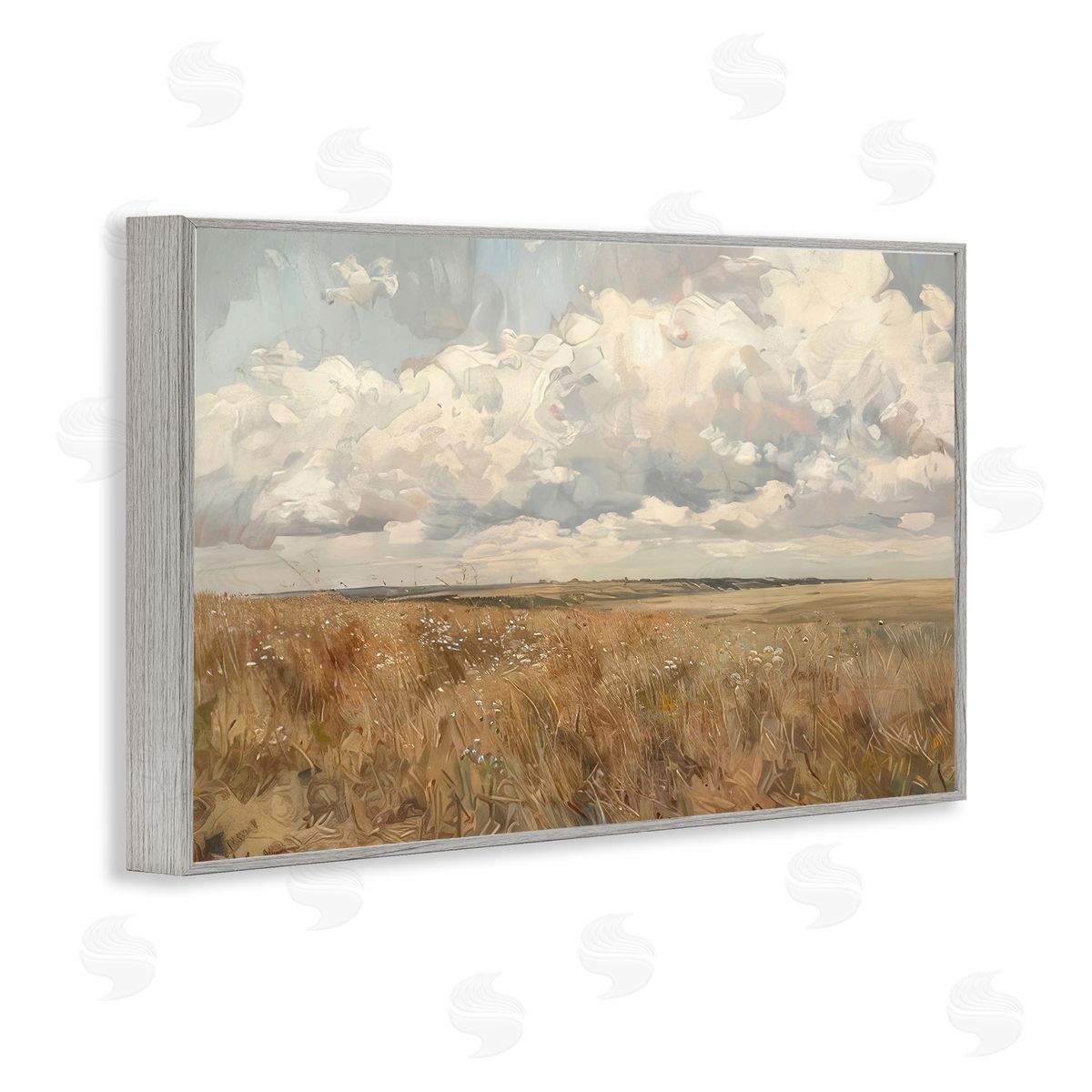 Wide Open Farm Field Grey Frame Print Wall Art, Home Decor by LSR Creative Studio