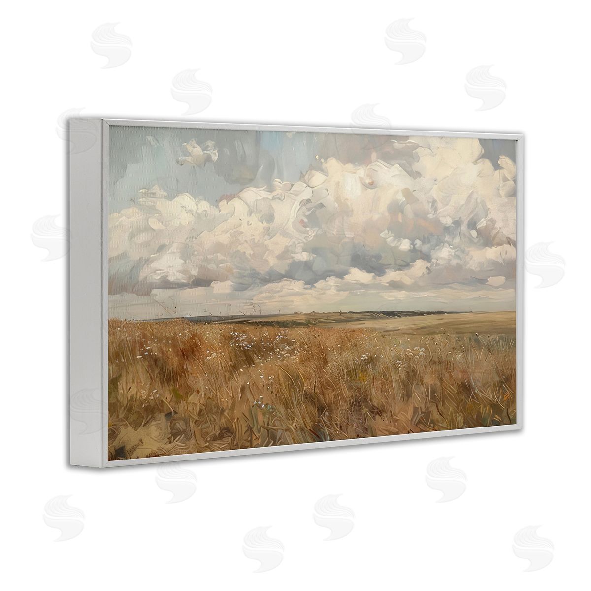 Wide Open Farm Field White Frame Print Wall Art, Home Decor by LSR Creative Studio