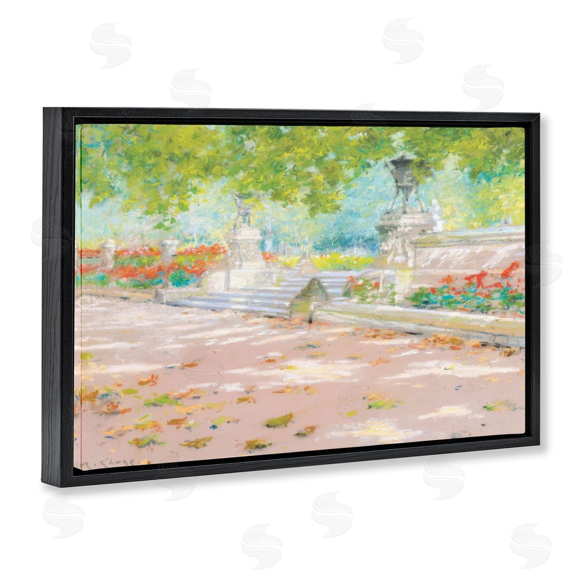 Summer Sunlight in Park Black Floating Frame Canvas Wall Art, Home Decor by LSR Design Studio