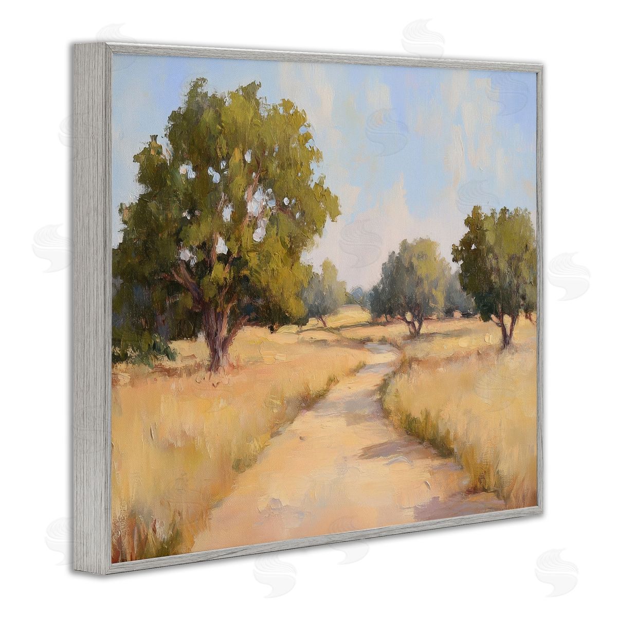Getting Lost Natural Field Grey Frame Print Wall Art, Home Decor by Petal Prints Design