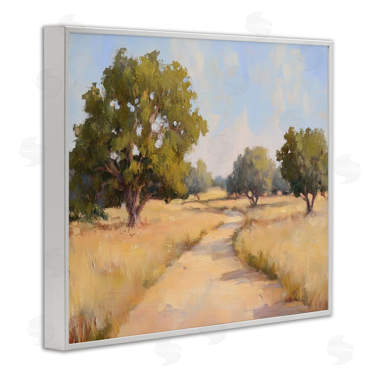 Getting Lost Natural Field White Frame Print Wall Art, Home Decor by Petal Prints Design
