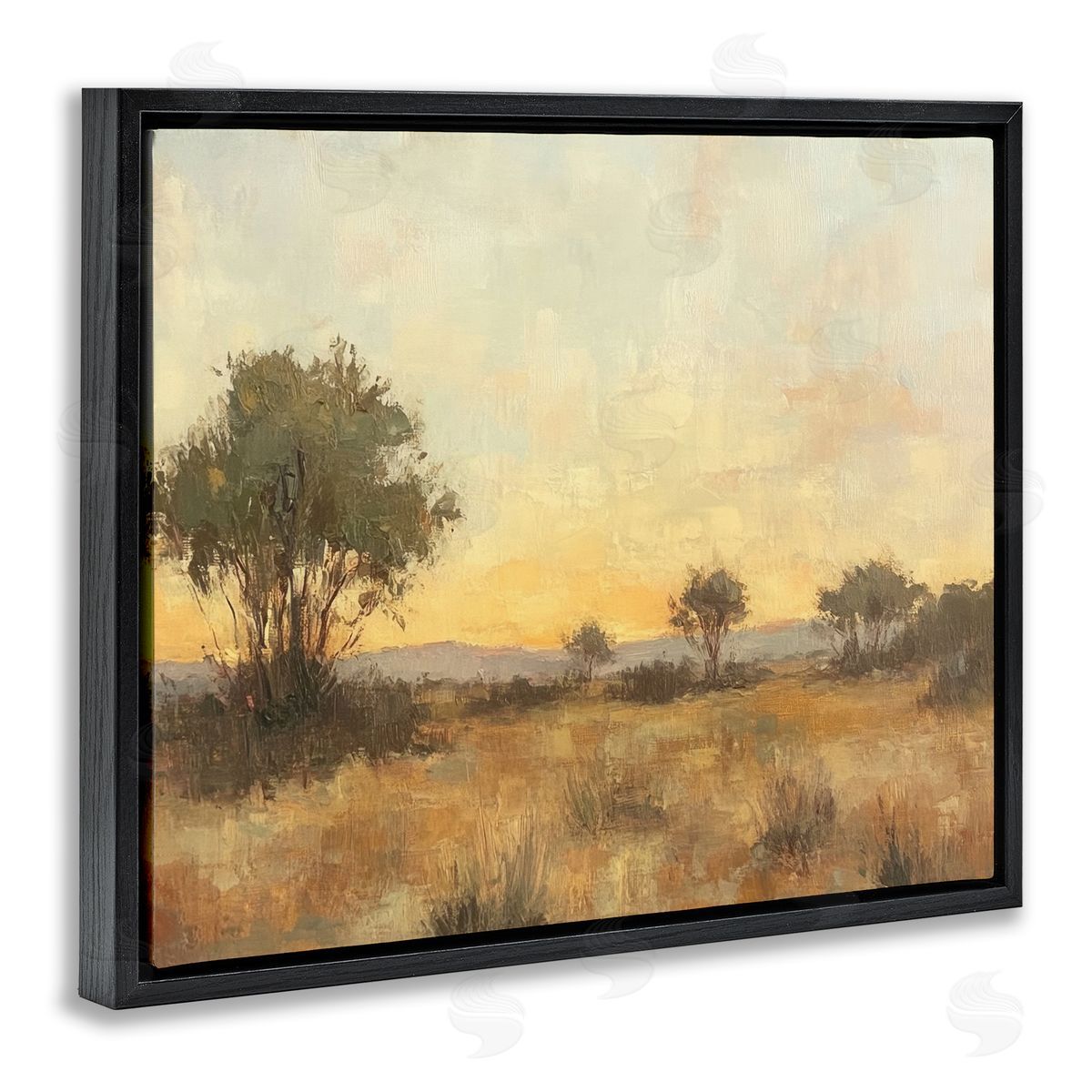 Honey Hued Horizon Black Floating Frame Canvas Wall Art, Home Decor by Petal Prints Design