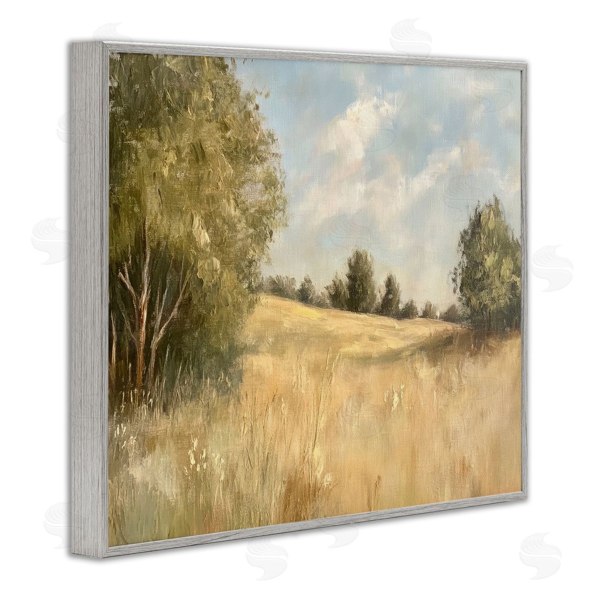Classic Country Field Grey Frame Print Wall Art, Home Decor by Petal Prints Design