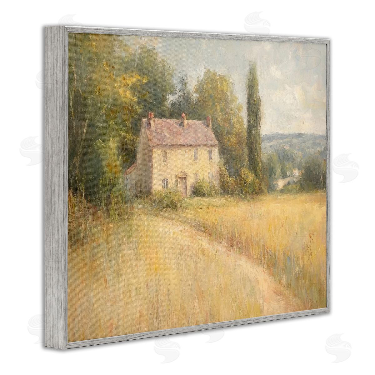 Hide Away Cottage House Grey Frame Print Wall Art, Home Decor by Petal Prints Design