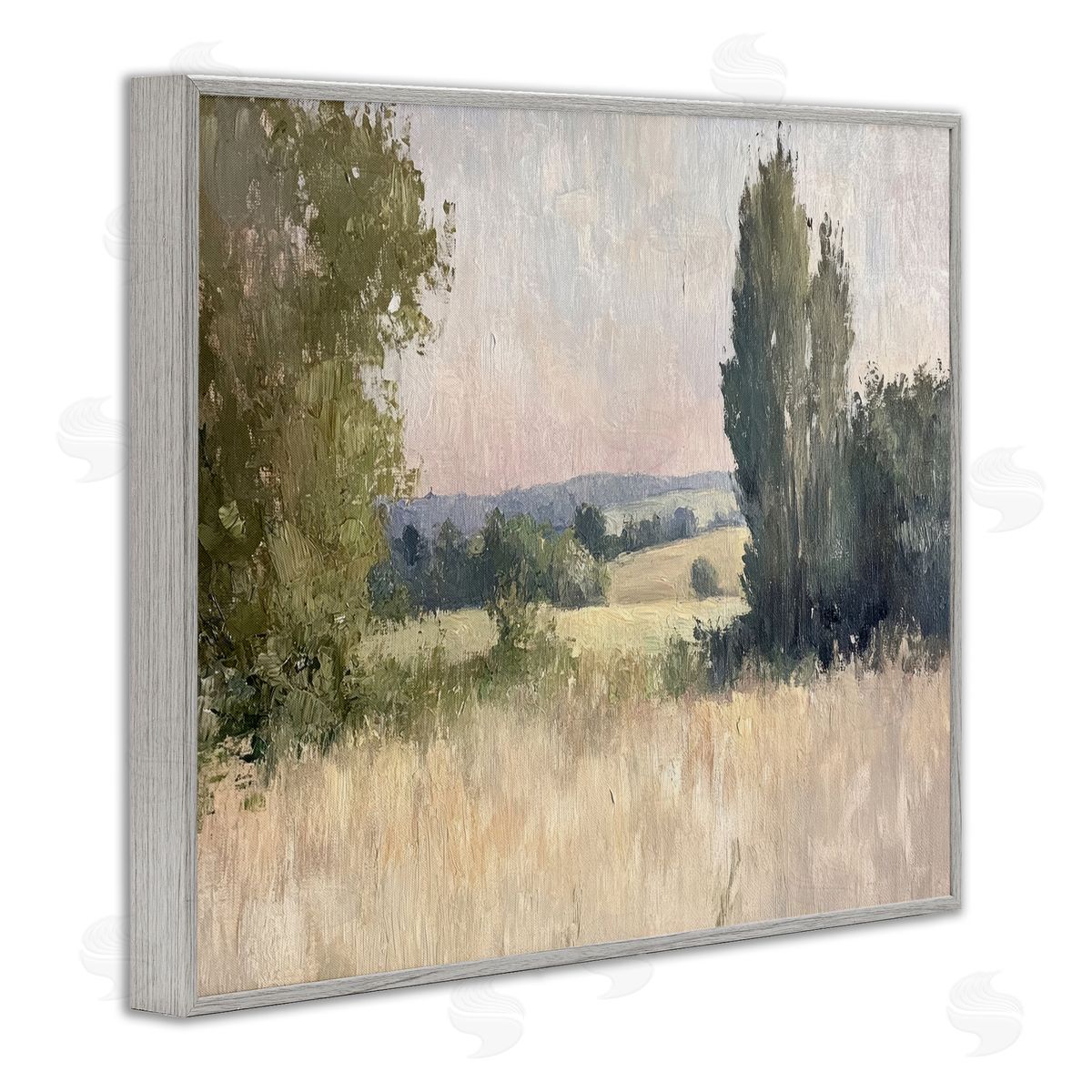 Tranquil Abstract Countryside Grey Frame Print Wall Art, Home Decor by Petal Prints Design