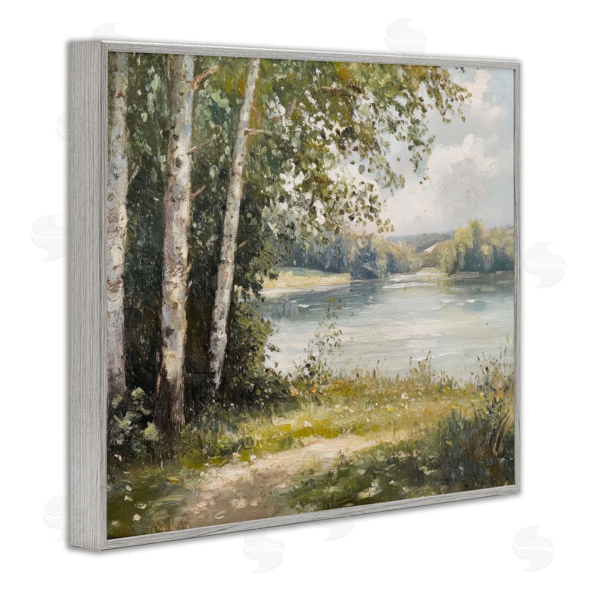 Place To Relax Lake View Grey Frame Print Wall Art, Home Decor by Petal Prints Design