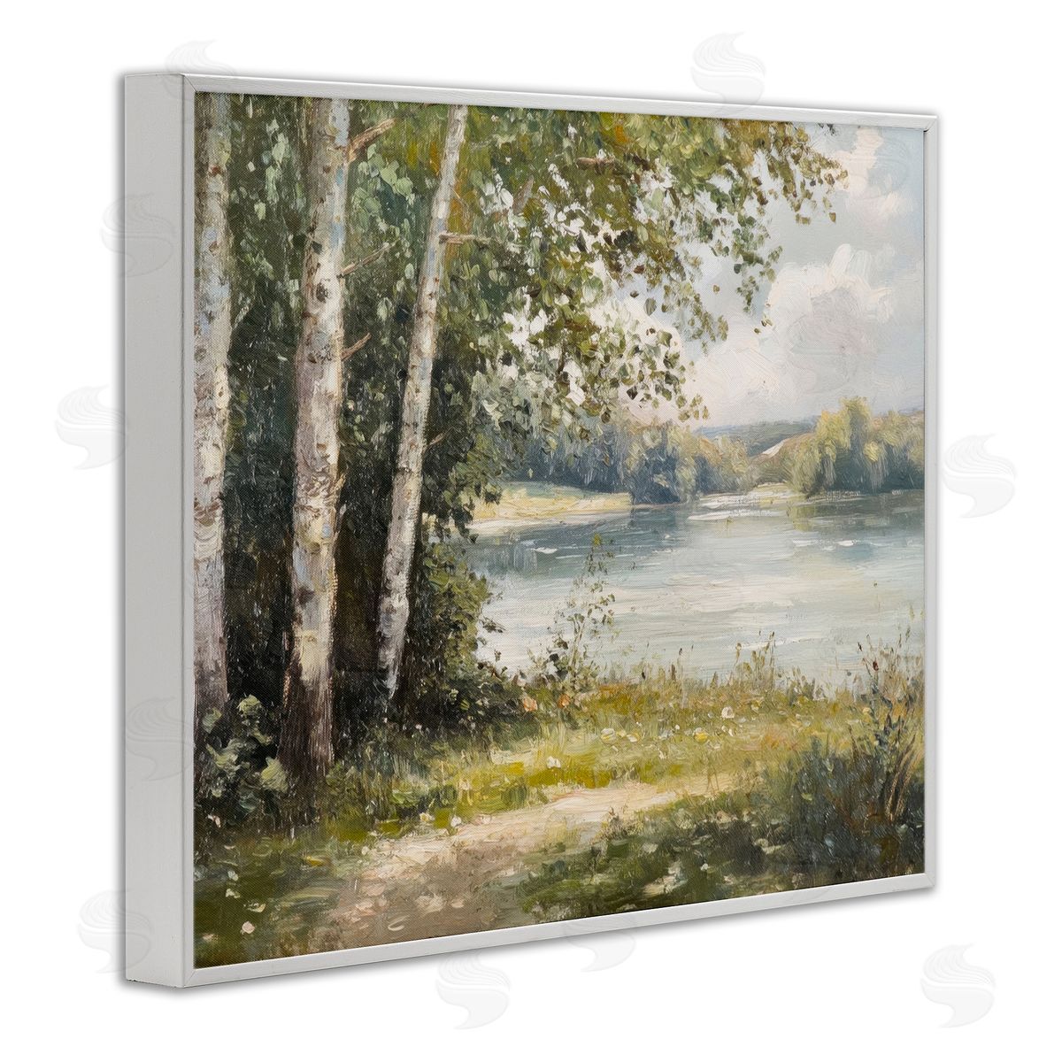 Place To Relax Lake View White Frame Print Wall Art, Home Decor by Petal Prints Design