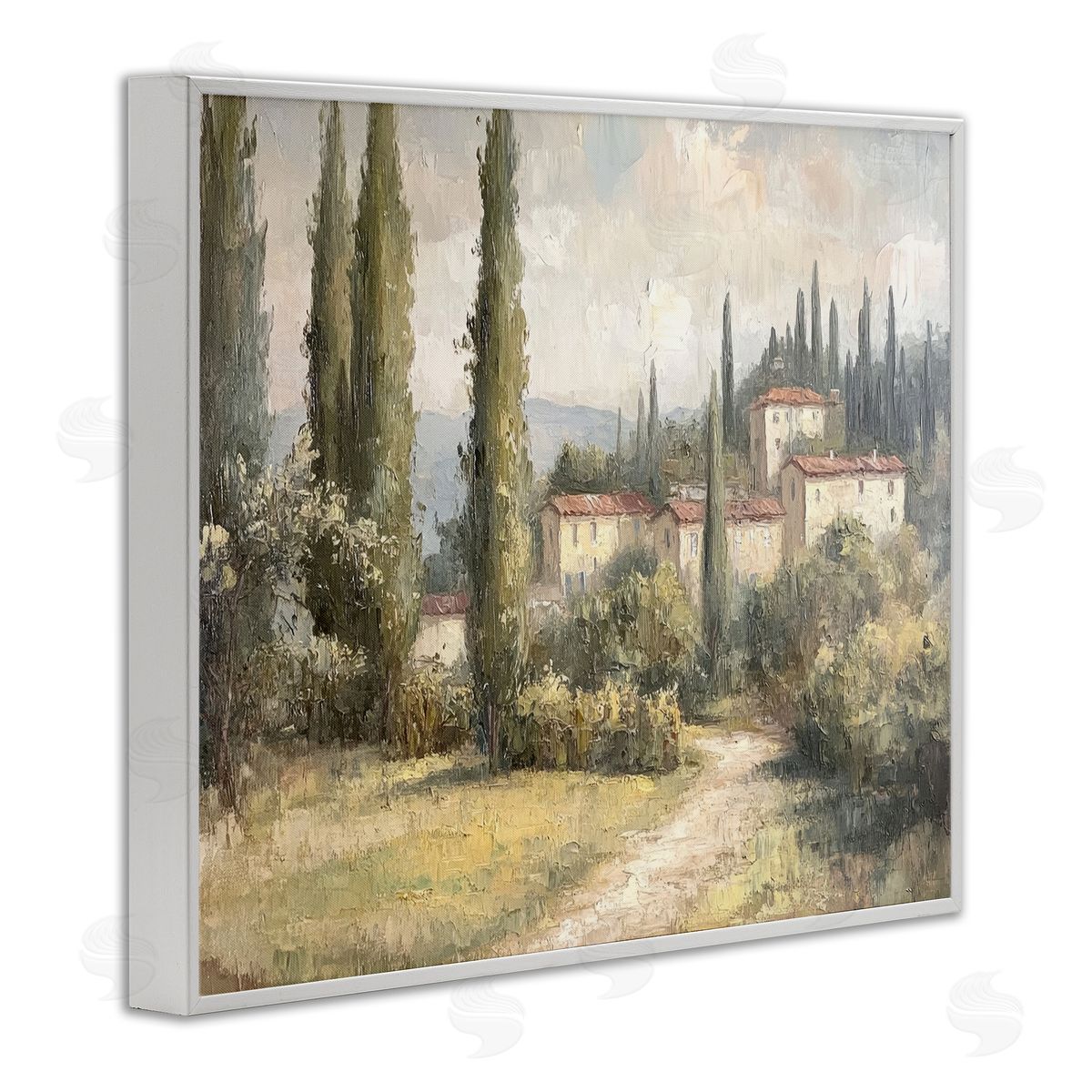 Villa Hidden in Trees White Frame Print Wall Art, Home Decor by Petal Prints Design
