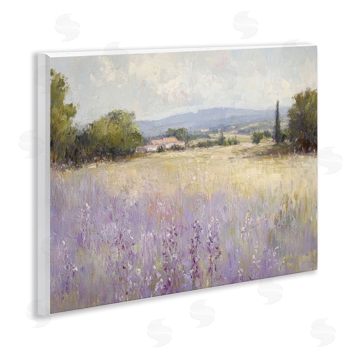 Lavender Farmland Meadow Wood Plaque Wall Art, Home Decor by Petal Prints Design