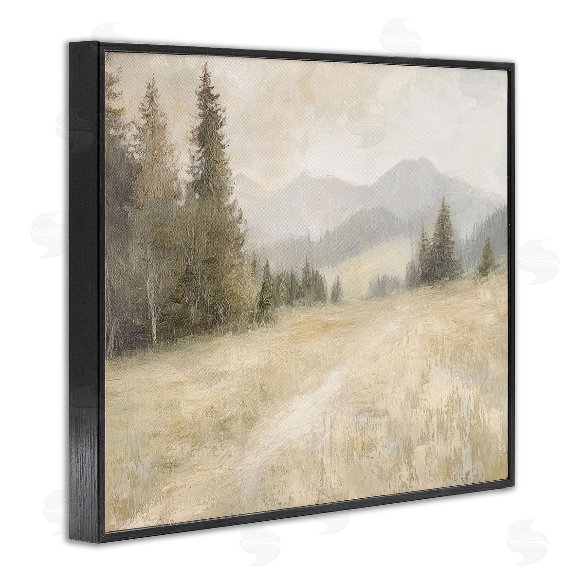 Fog on Mountain Valley Black Frame Print Wall Art, Home Decor by Petal Prints Design