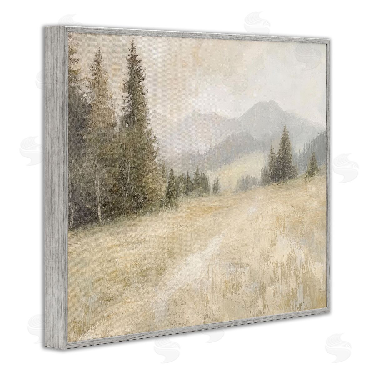 Fog on Mountain Valley Grey Frame Print Wall Art, Home Decor by Petal Prints Design