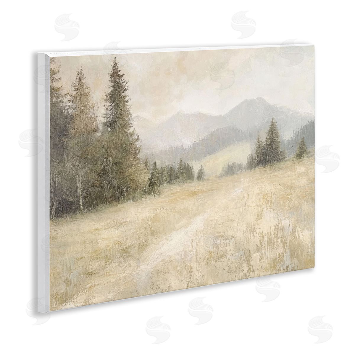 Fog on Mountain Valley Wood Plaque Wall Art, Home Decor by Petal Prints Design