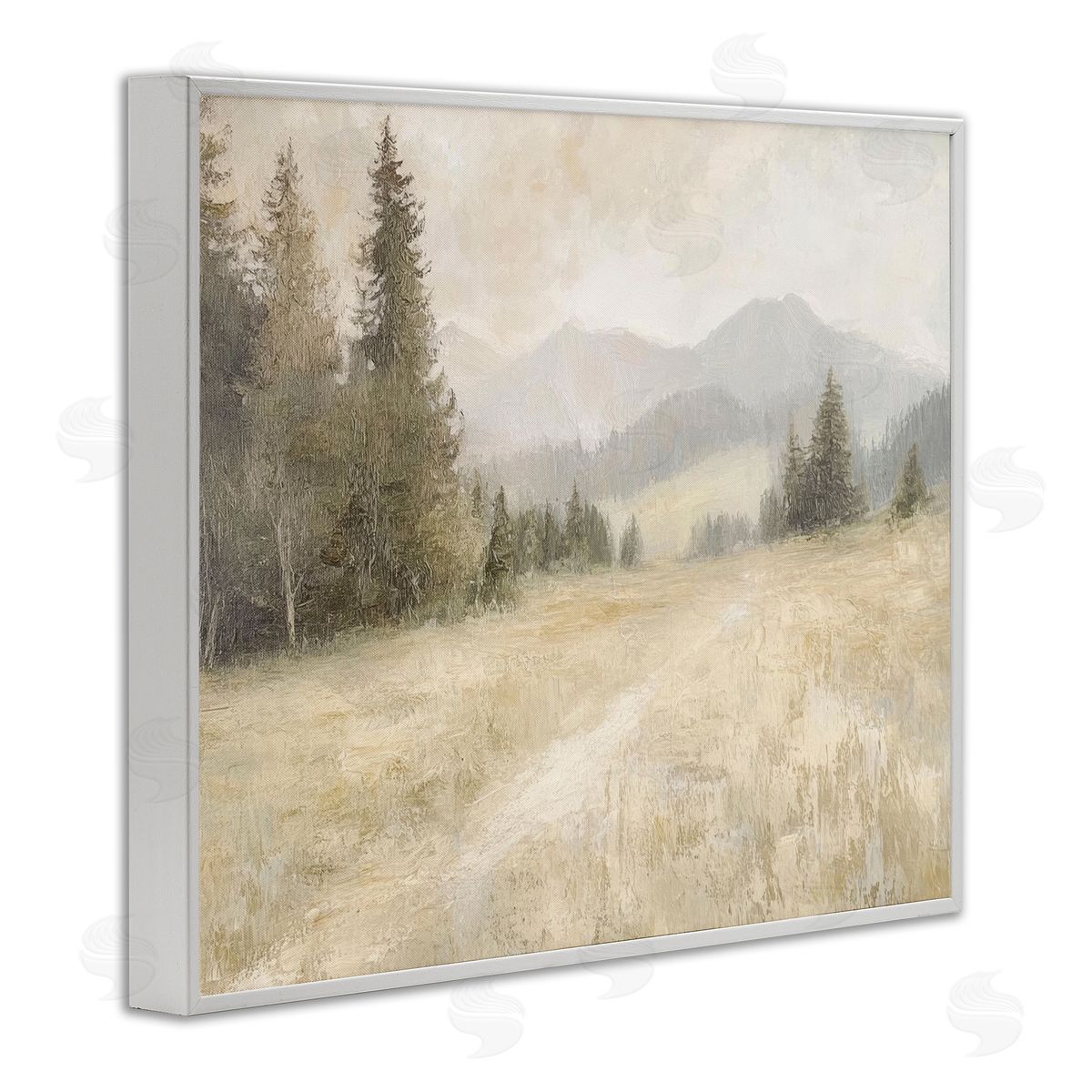 Fog on Mountain Valley White Frame Print Wall Art, Home Decor by Petal Prints Design