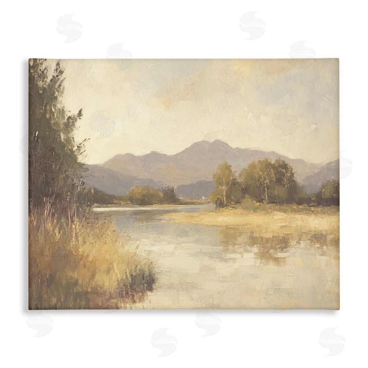Wild River Mountain View Canvas Wall Art, Home Decor by Petal Prints Design