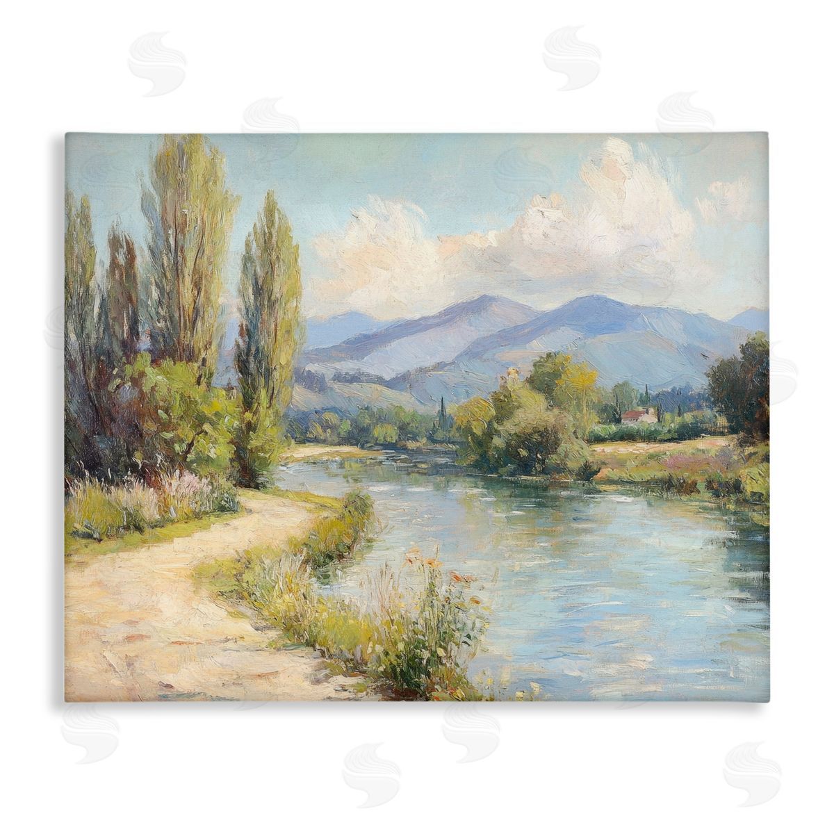 Along The Mountain River Canvas Wall Art, Home Decor by Petal Prints Design