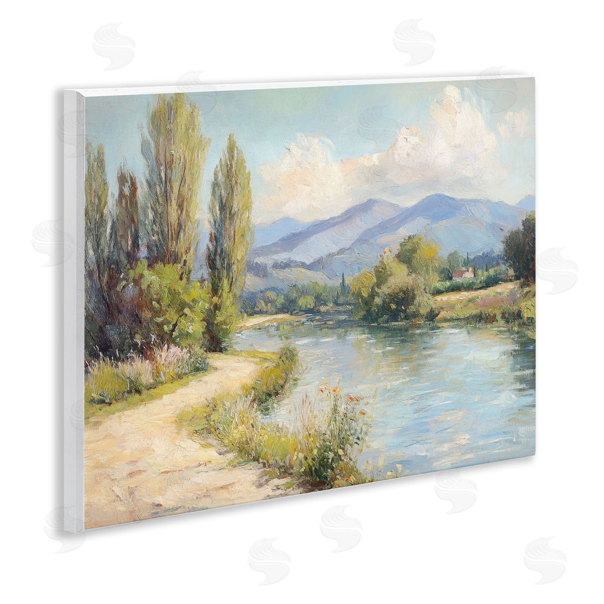 Along The Mountain River Wood Plaque Wall Art, Home Decor by Petal Prints Design