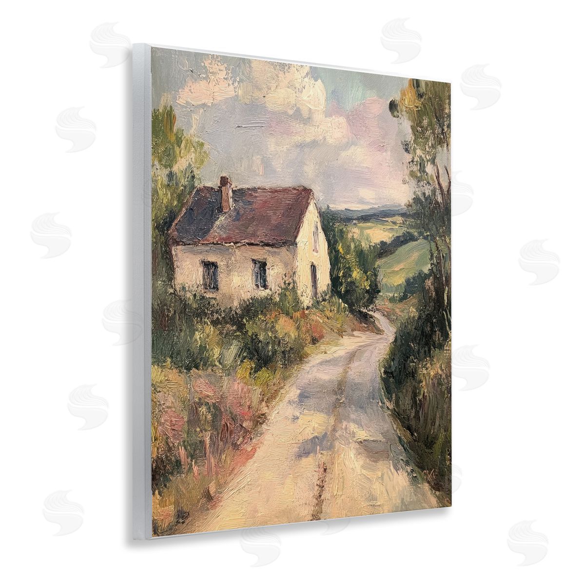 Scenic Cottage Road Wood Plaque Wall Art, Home Decor by Petal Prints Design