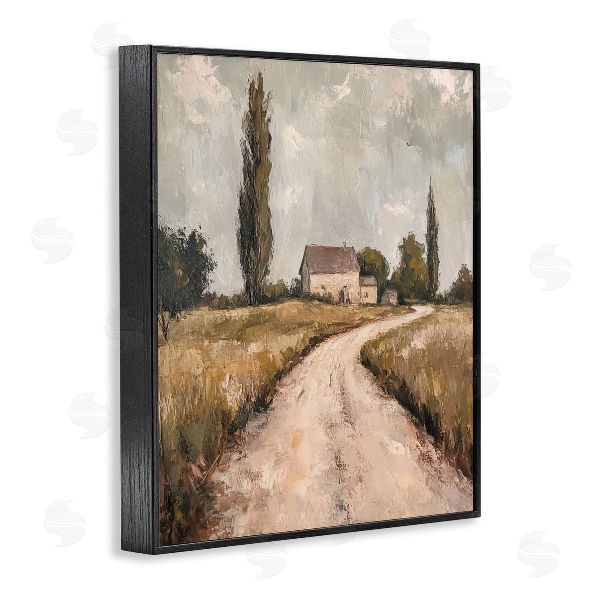 Painterly Quiet Country Black Frame Print Wall Art, Home Decor by Petal Prints Design