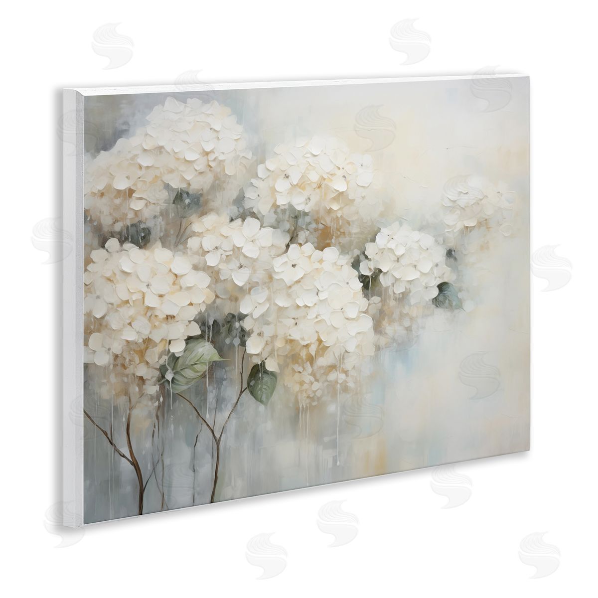 Subtle Fading White Hydrangeas Wood Plaque Wall Art, Home Decor by Arlington Prints