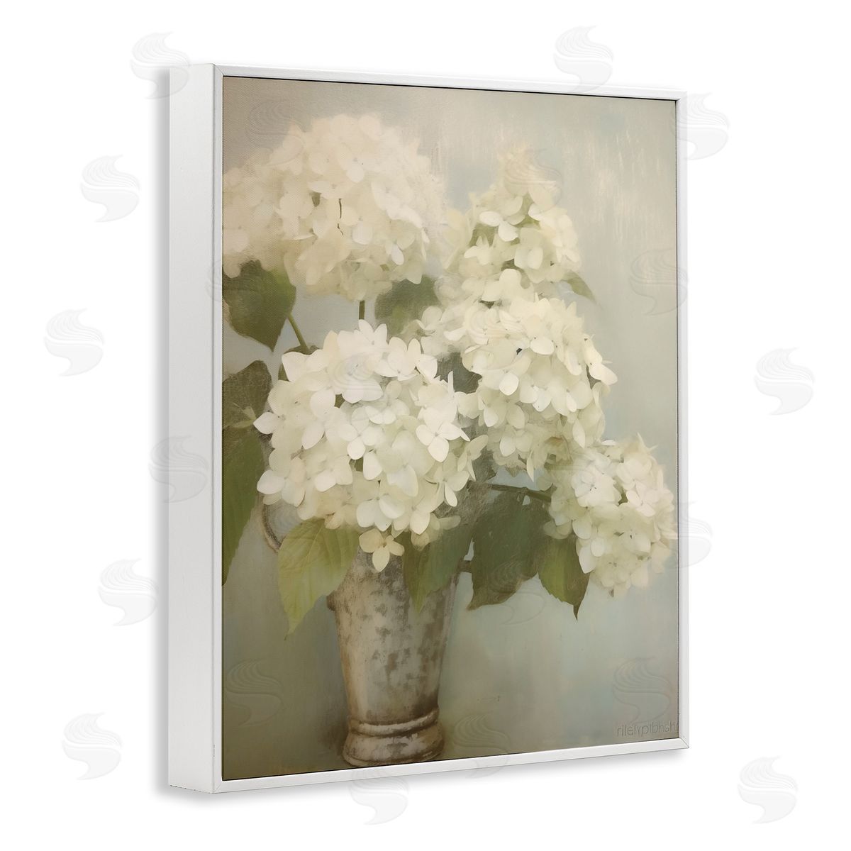 Faded Country Hydrangeas White Frame Print Wall Art, Home Decor by Arlington Prints