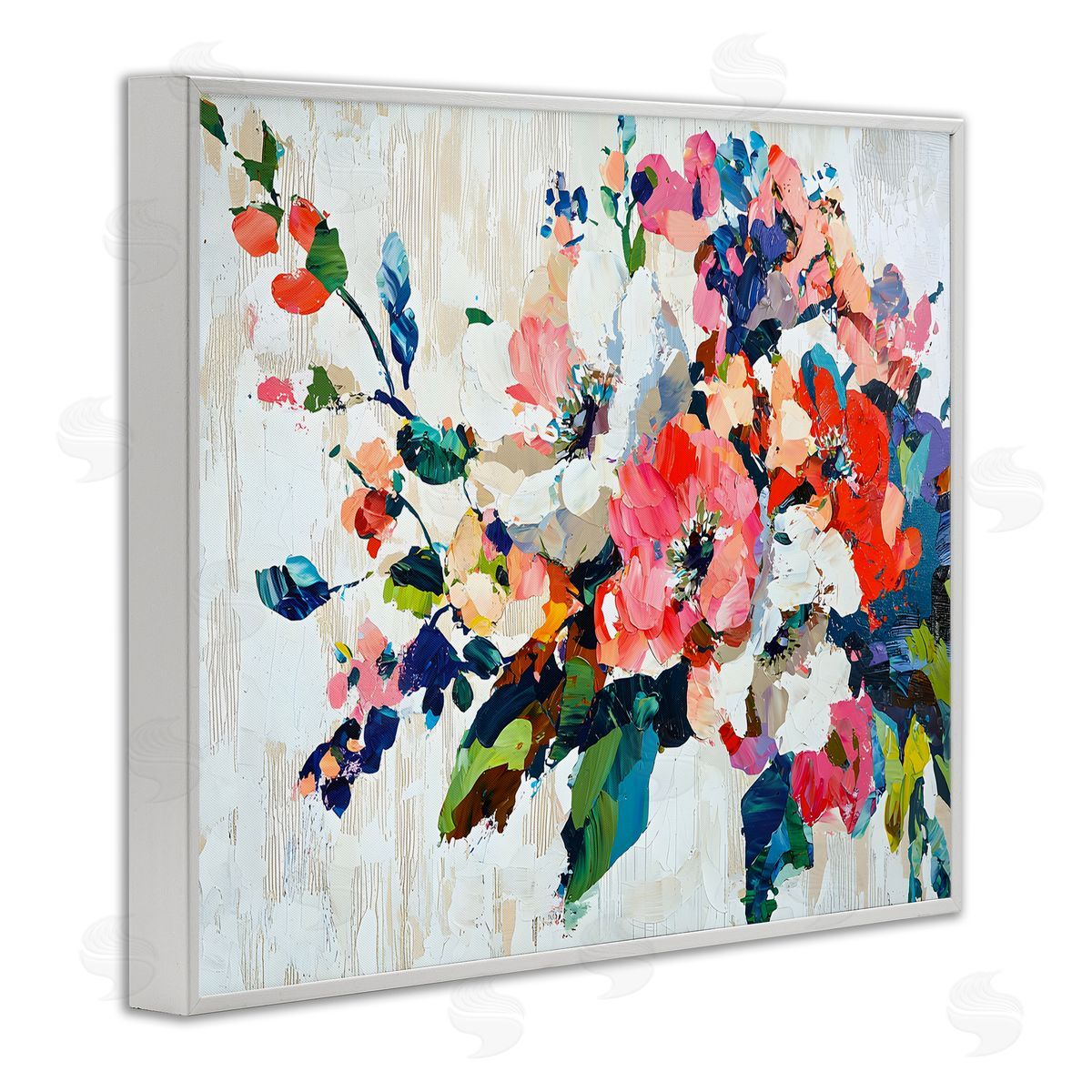 Abstract Flower Blooming Branch White Frame Print Wall Art, Home Decor by Franklyn Gregory