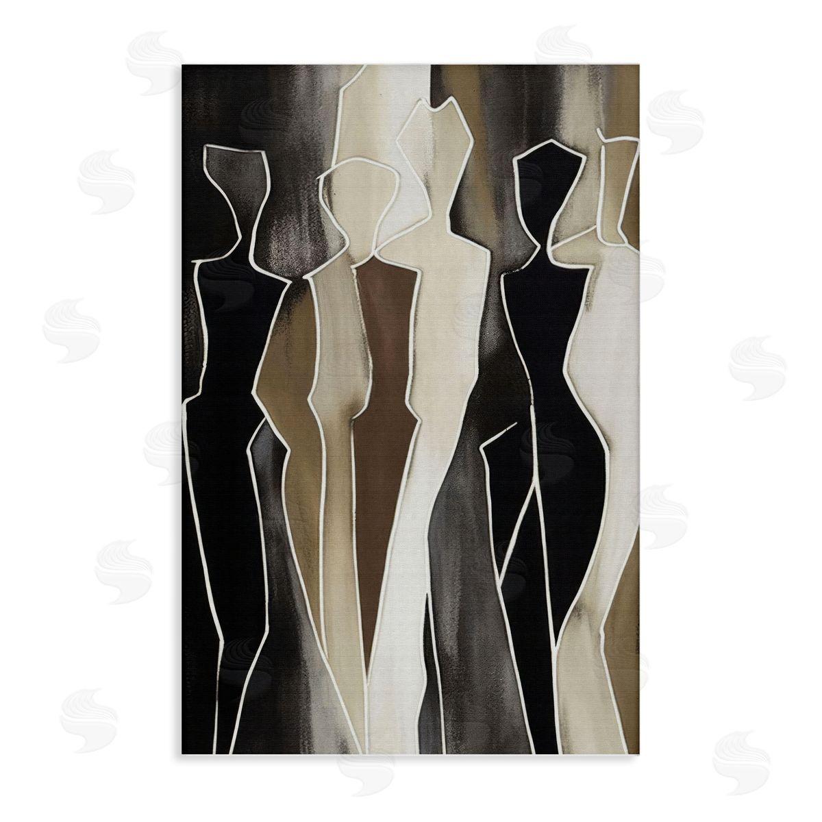 Earthy People Silhouettes Canvas Wall Art, Home Decor by LSR Creative Studio