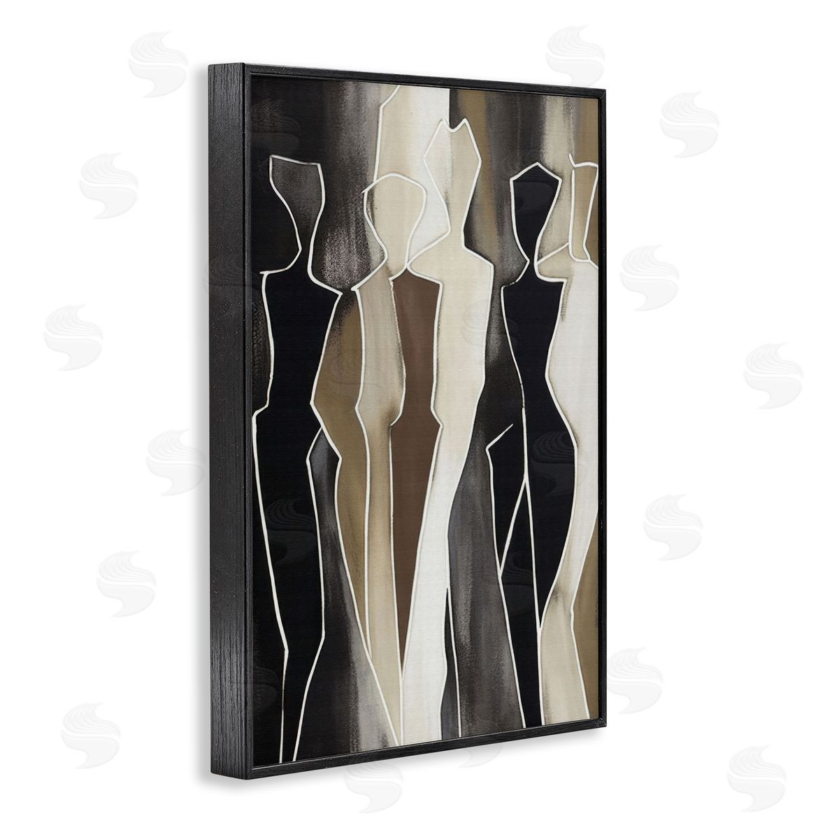 Earthy People Silhouettes Black Frame Print Wall Art, Home Decor by LSR Creative Studio