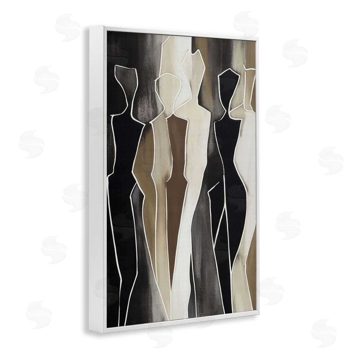 Earthy People Silhouettes White Frame Print Wall Art, Home Decor by LSR Creative Studio