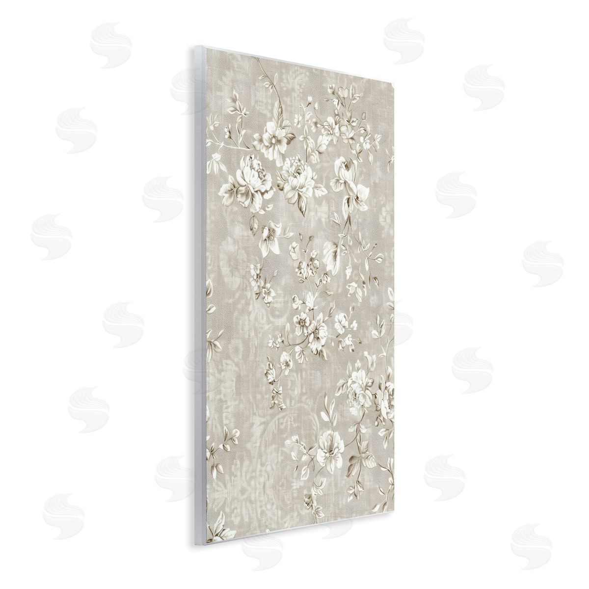 White Flowers over Damask Wood Plaque Wall Art, Home Decor by LSR Creative Studio