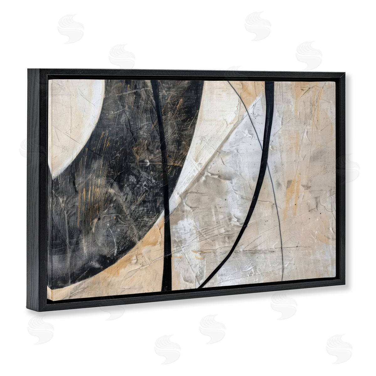 Arched Urban Abstract Black Floating Frame Canvas Wall Art, Home Decor by LSR Creative Studio