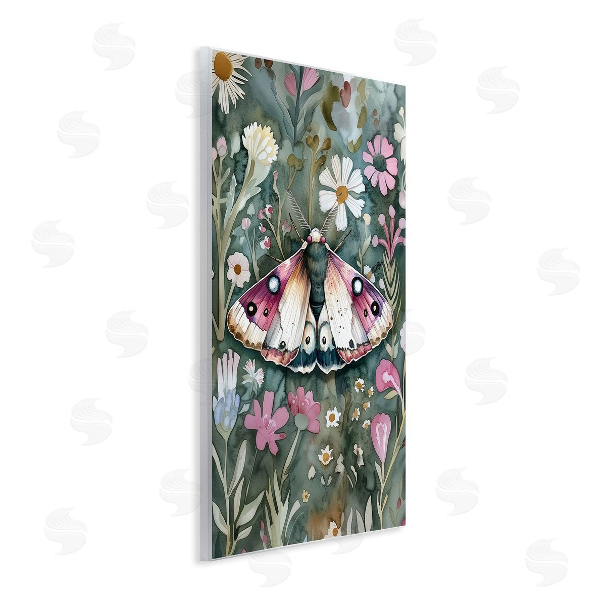 Beautiful Moth over Florals Wood Plaque Wall Art, Home Decor by The Dutch Lady