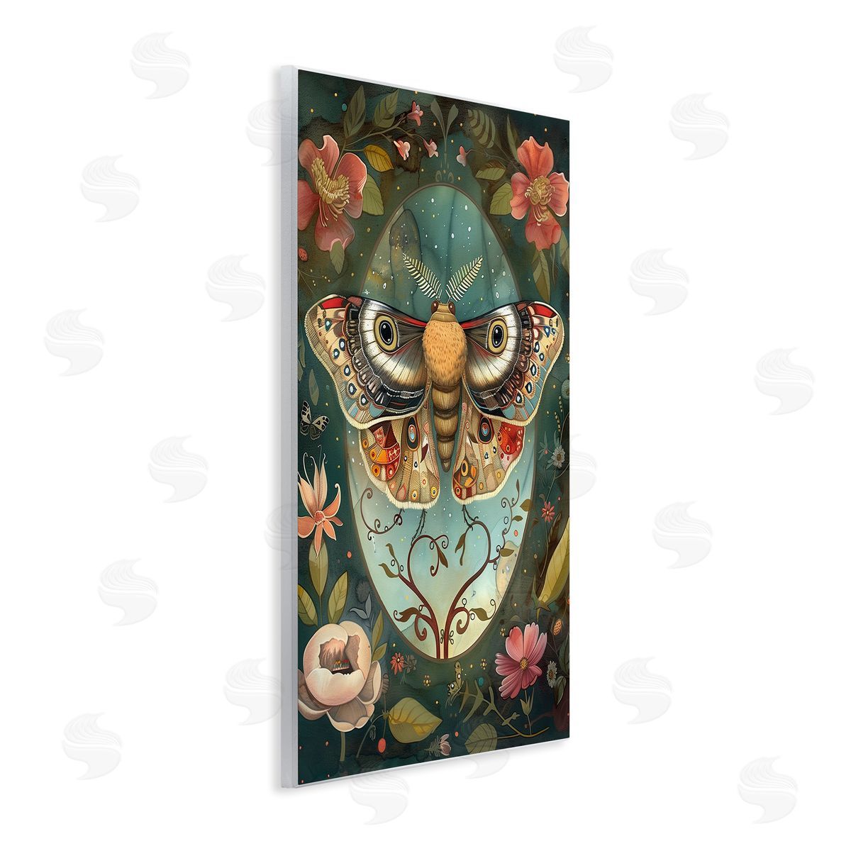Ornate Botanicals & Moth Wood Plaque Wall Art, Home Decor by The Dutch Lady