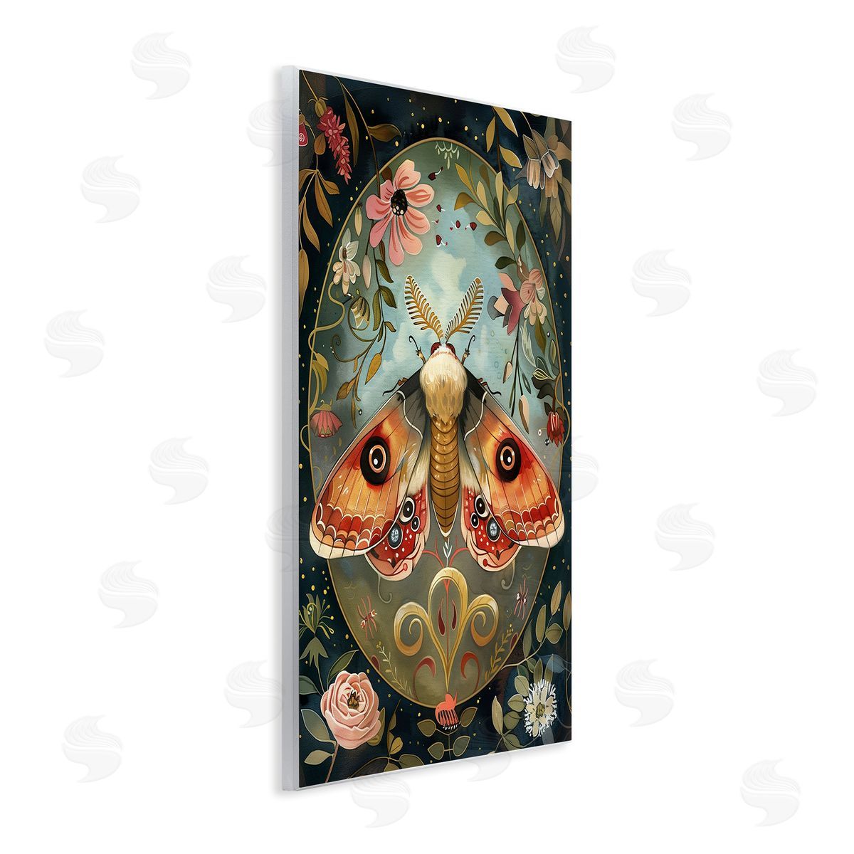 Ornate Bordered Victorian Moth Wood Plaque Wall Art, Home Decor by The Dutch Lady