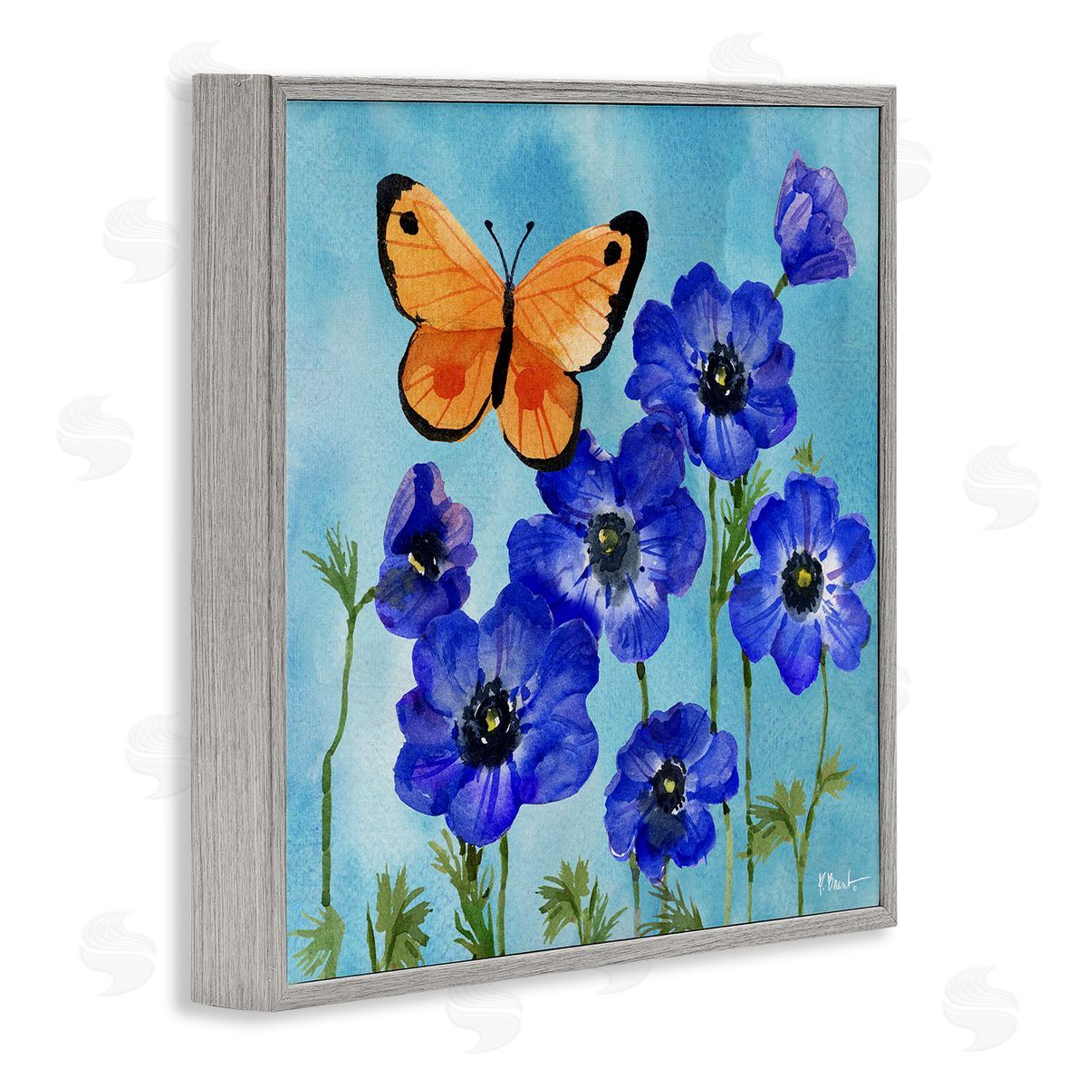 Poetic Monarch Butterfly Grey Frame Print Wall Art, Home Decor by Paul Brent