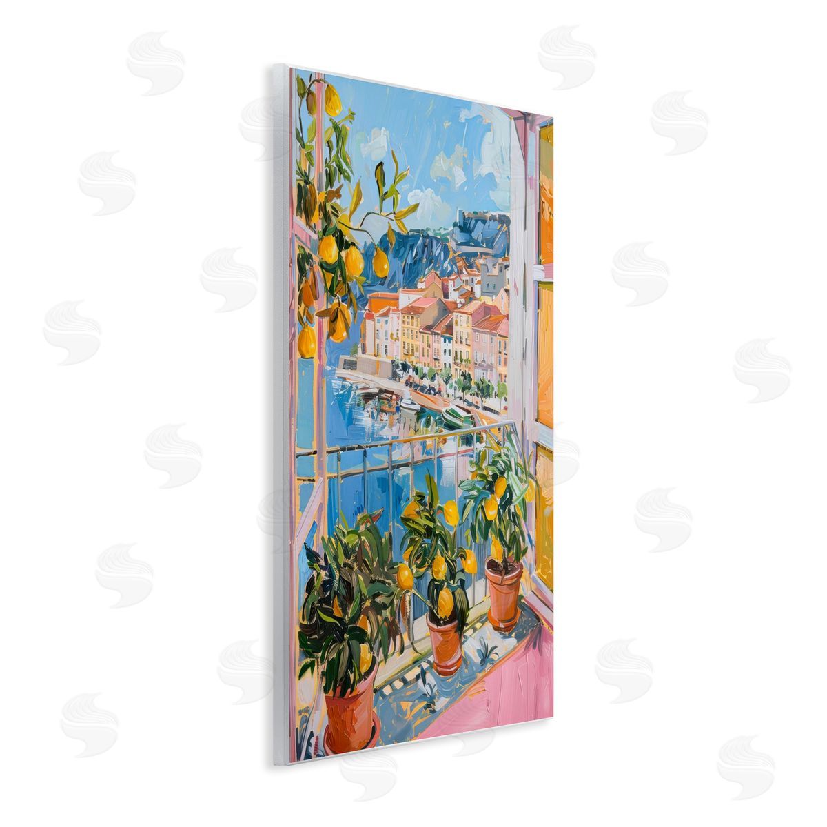 Seaside Town Window View Wood Plaque Wall Art, Home Decor by LSR Design Studio