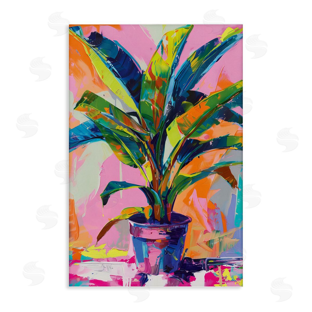 Vivid Saturated House Plant Canvas Wall Art, Home Decor by LSR Design Studio