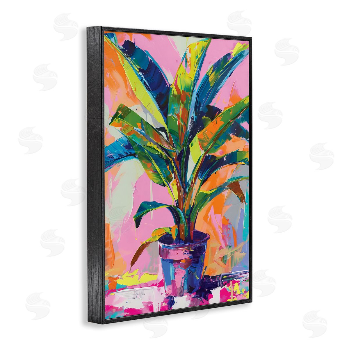 Vivid Saturated House Plant Black Frame Print Wall Art, Home Decor by LSR Design Studio