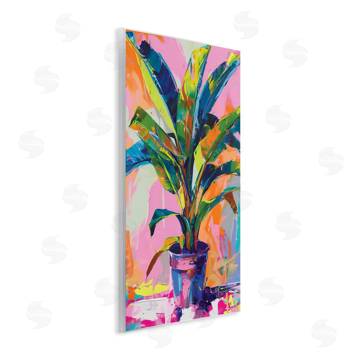 Vivid Saturated House Plant Wood Plaque Wall Art, Home Decor by LSR Design Studio