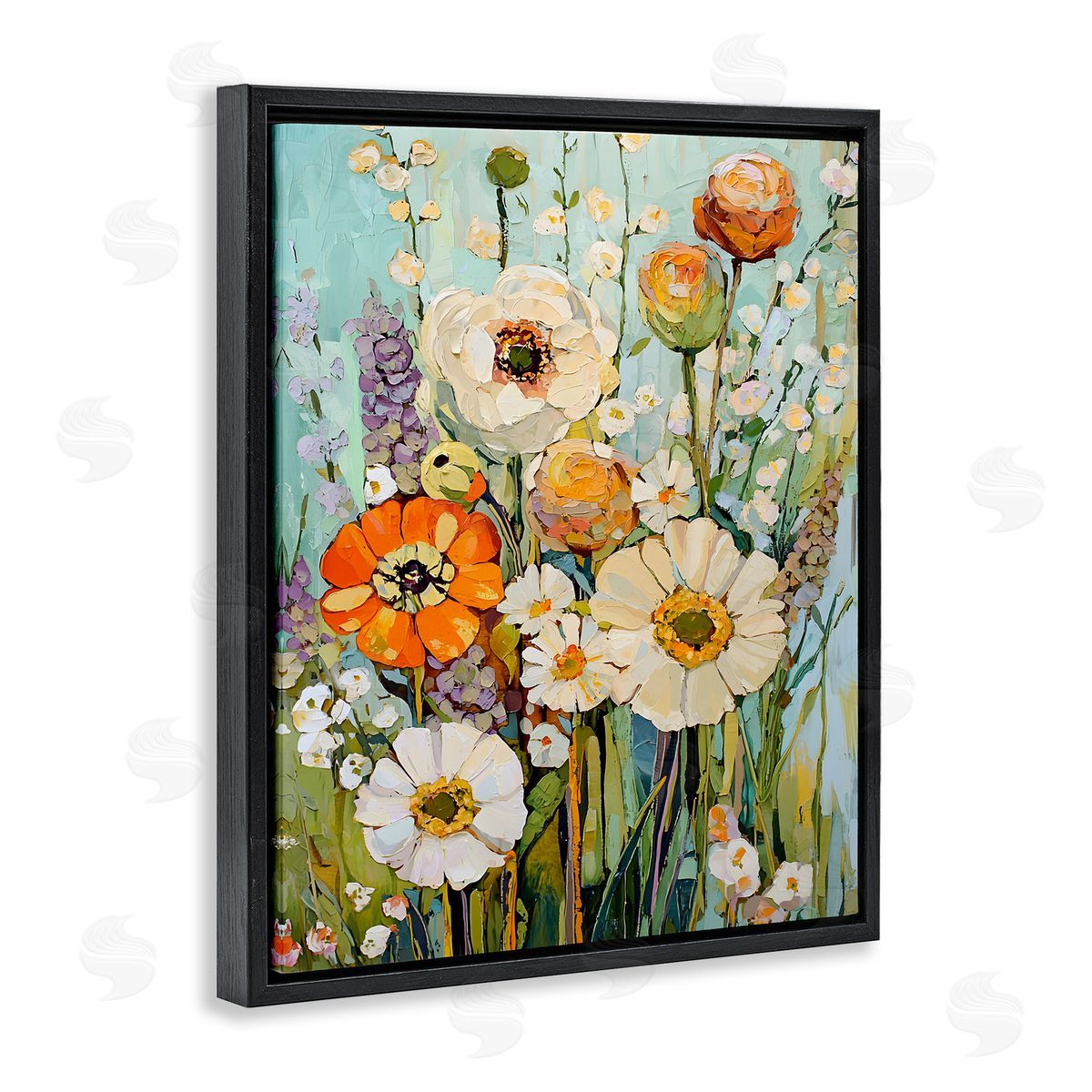 Woodland Inspiration Florals Black Floating Frame Canvas Wall Art, Home Decor by Franklyn Gregory