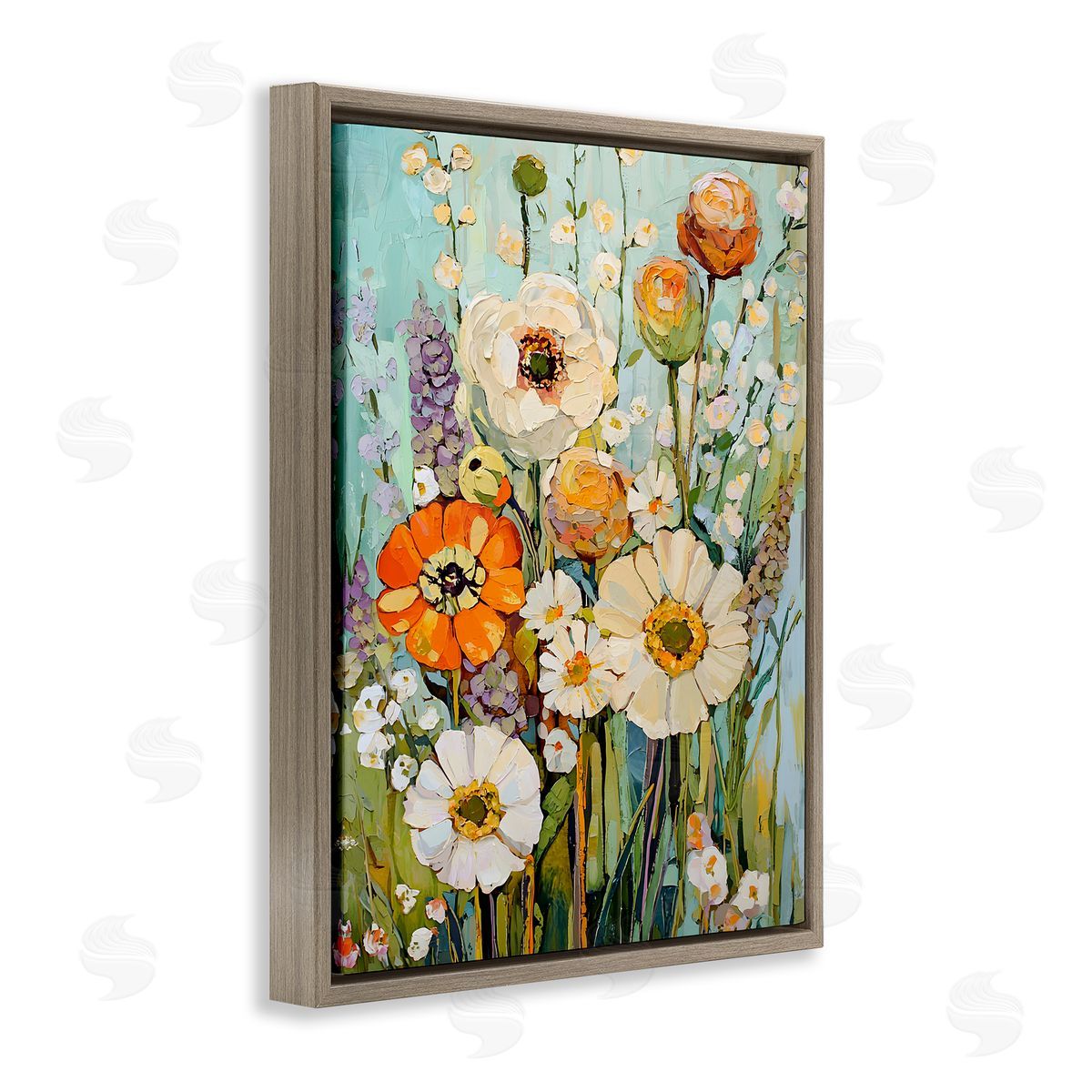 Woodland Inspiration Florals Brown Floating Frame Canvas Wall Art, Home Decor by Franklyn Gregory
