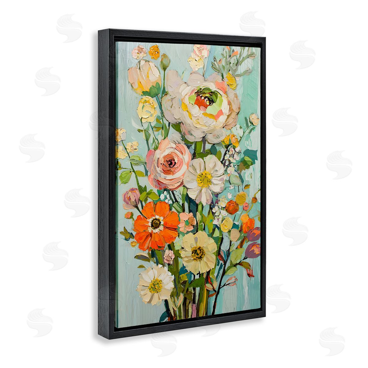 Flowers On A Whim Black Floating Frame Canvas Wall Art, Home Decor by Franklyn Gregory