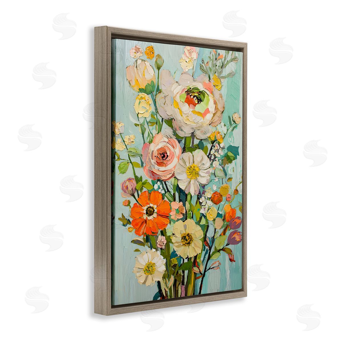 Flowers On A Whim Brown Floating Frame Canvas Wall Art, Home Decor by Franklyn Gregory
